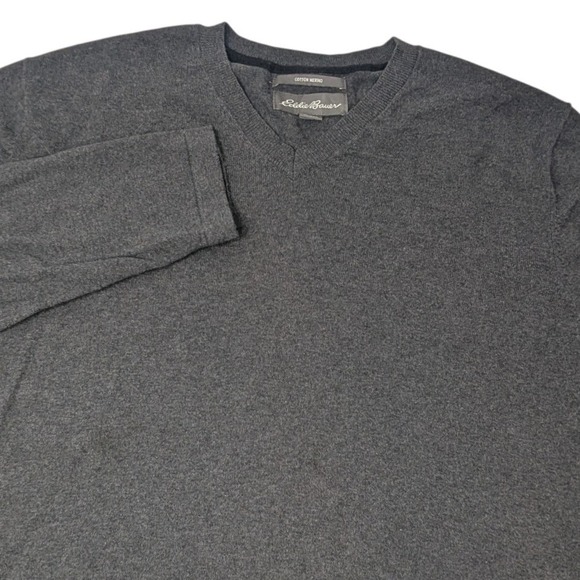 Eddie Bauer Other - Eddie Bauer Mens TXL Charcoal Gray Cotton Merino Wool V-Neck Sweater Tall XL